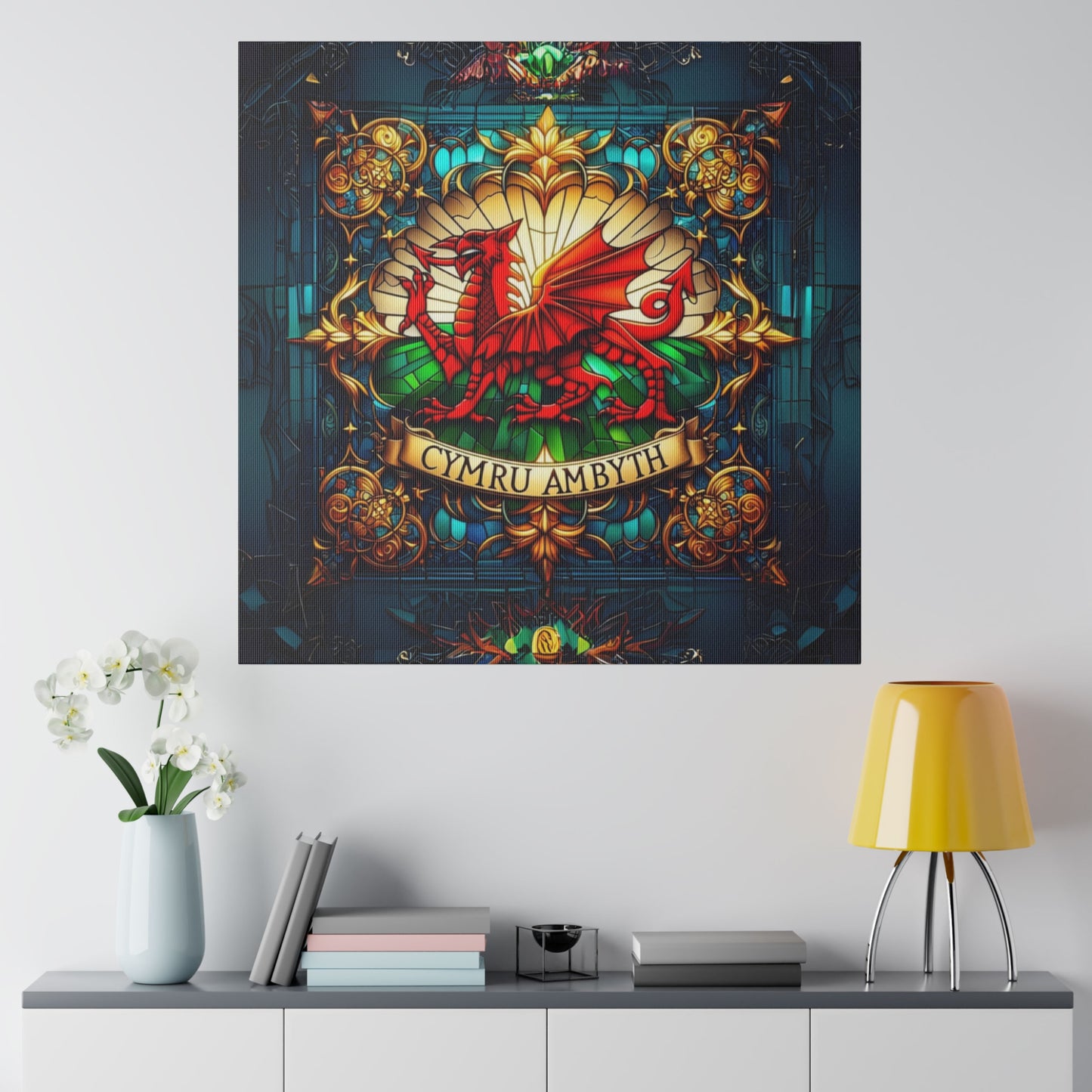 Stained Glass Dragon Canvas