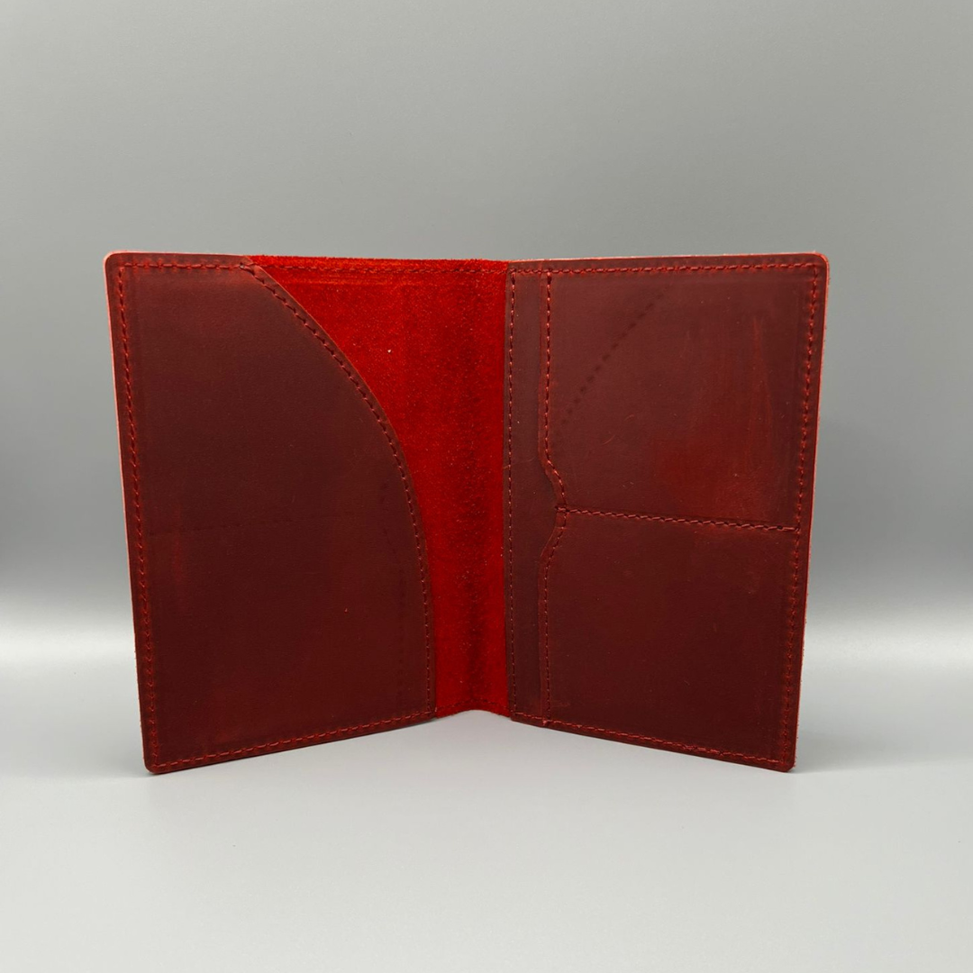 Red Leather Welsh Passport Travel Wallet