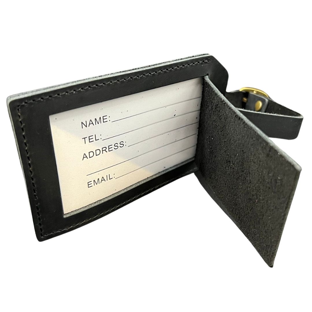 Black Leather Welsh Passport Travel Wallet & Luggage Tag Set